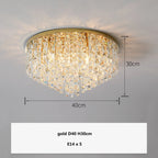 Modern Bedroom Crystal Ceiling Lamp Gold/Chrome Steel LED Lights