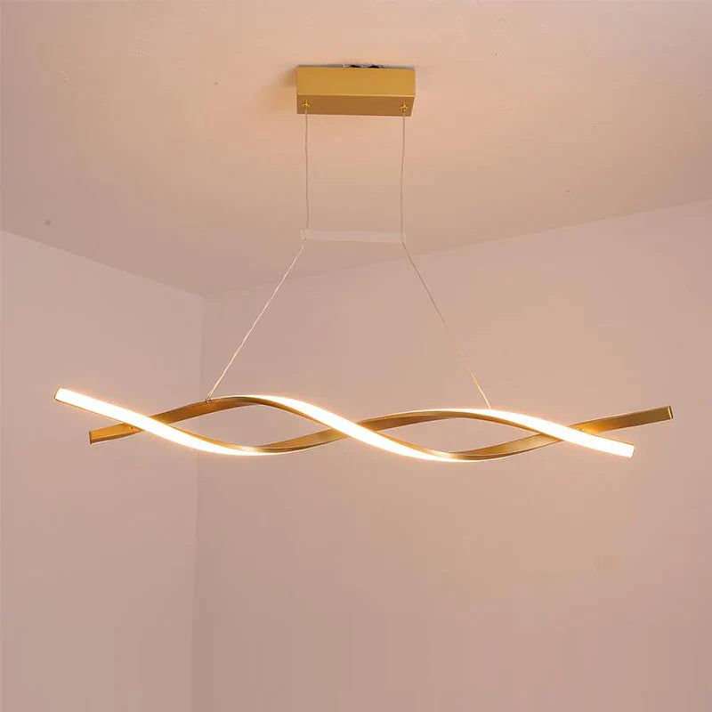 Modern Aluminum Pendant Chandelier in Black/Gold/White for Office Dining Room Decor