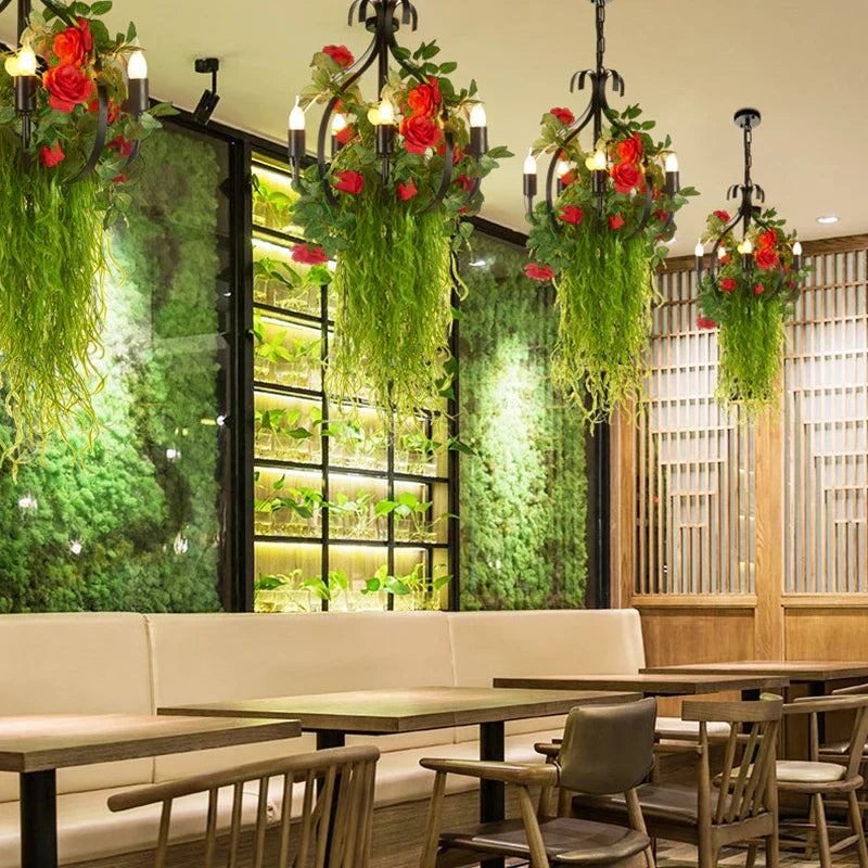 Rose Chandelier: Elegant Lighting Fixture for Tea Shop, Restaurant, Bar