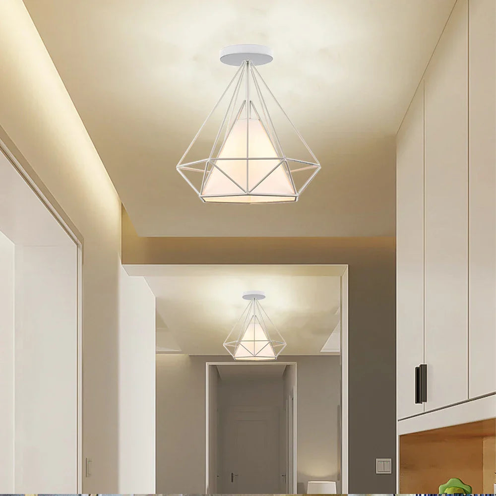 Iron Cage Ceiling Lamp: Modern Nordic LED Light Fixture for Kitchen, Living Room, Bedroom
