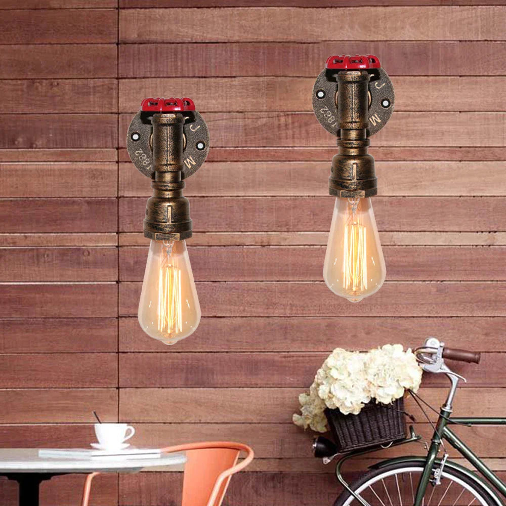Retro Industrial Water Pipe Wall Light LED Sconce Fixture for Home Restaurant Bar
