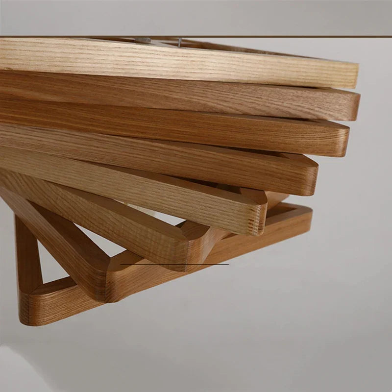 Triangle Wood Chandelier LED Indoor Hanging Lamp for Living Room decor