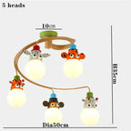 Nordic Kids LED Animal Chandelier for Bedroom Study Room, Iron Resin Lighting