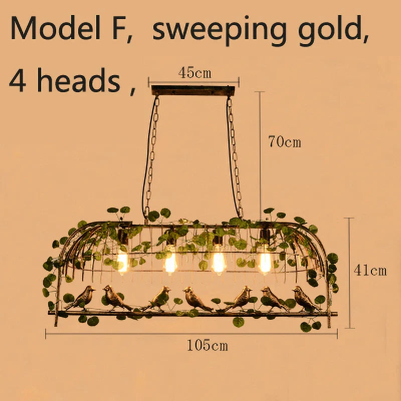 Vintage Plant Pendant Lights Bird Cage Industrial Pendant Lamp for Home Decor