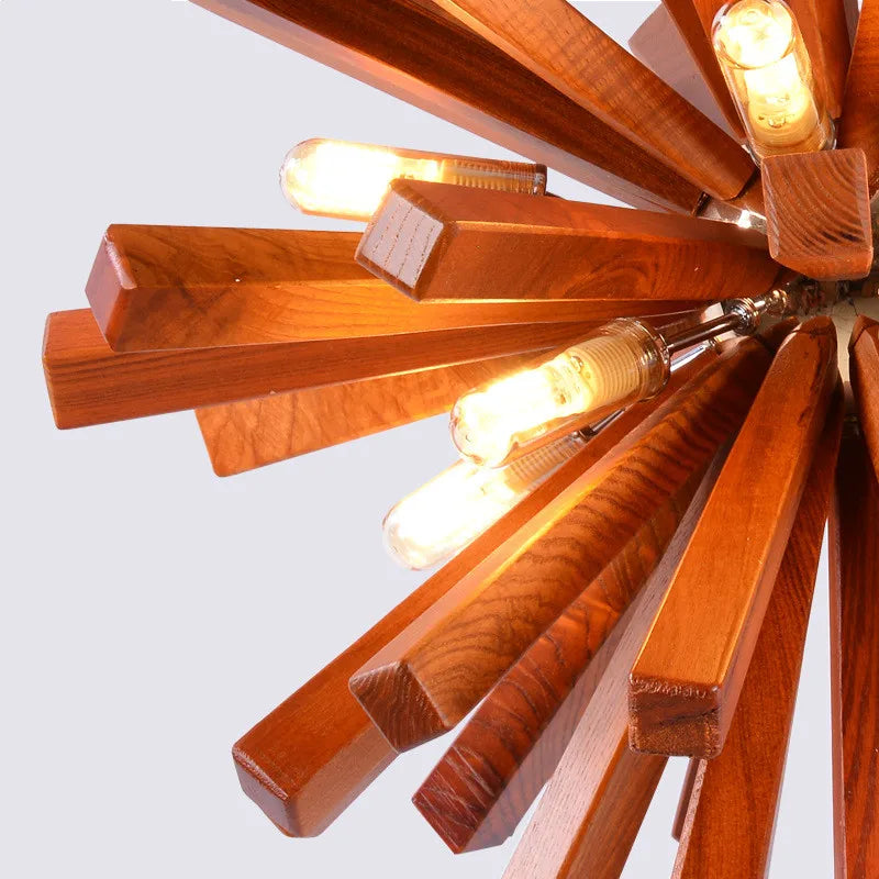 Dandelion Wooden Pendant Lights - Solid Wood Hanging Lamps for Dining Room & Restaurant