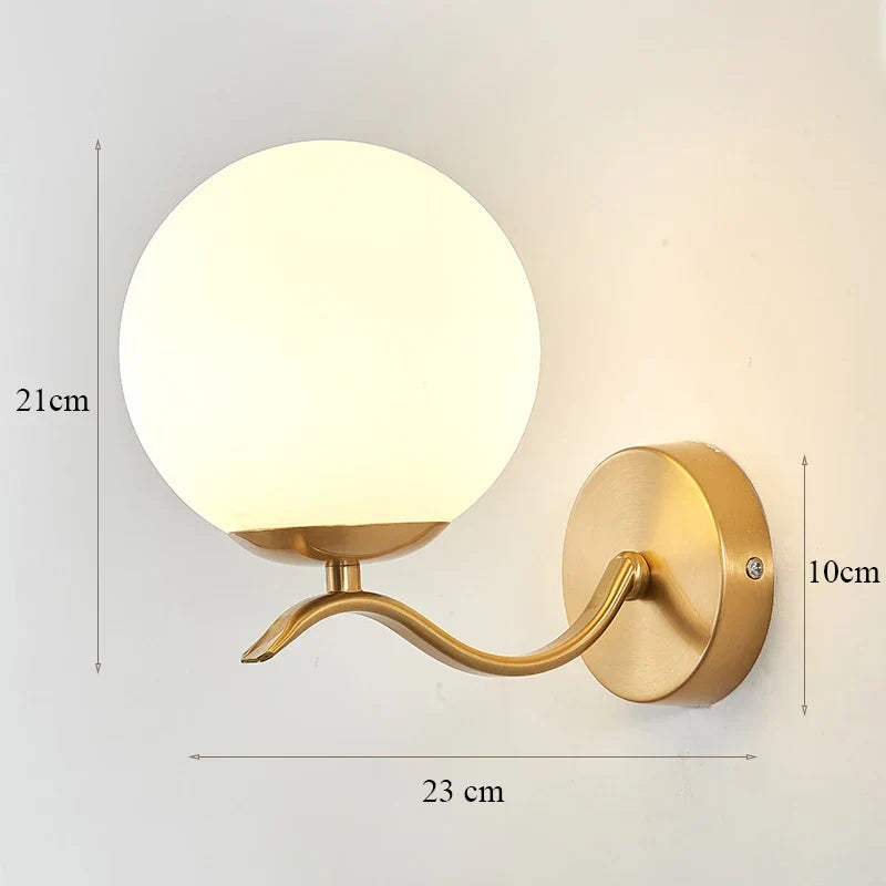Glass Shade Gold Wall Lamp for Bedroom Loft Design, Up Down Iron LED Wall Lights