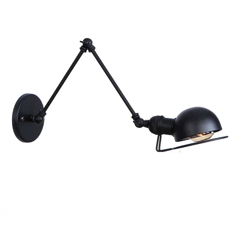 Swing Arm LED Wall Lamp Adjustable White Black Bedside Study Loft Vintage Reading Light