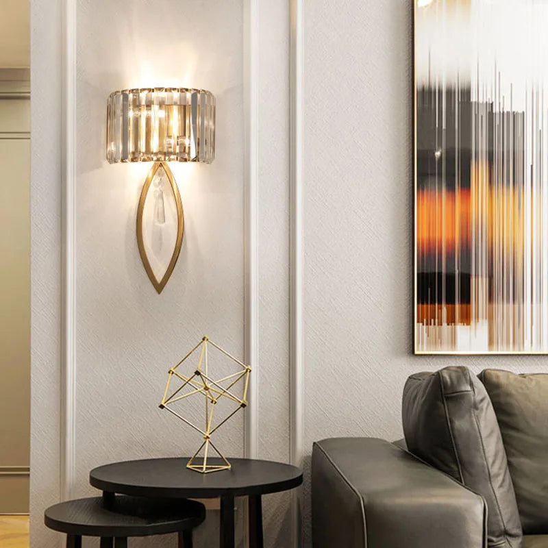 Crystal Gold Wall Lamp for Luxurious Living Room and Bedroom Lighting