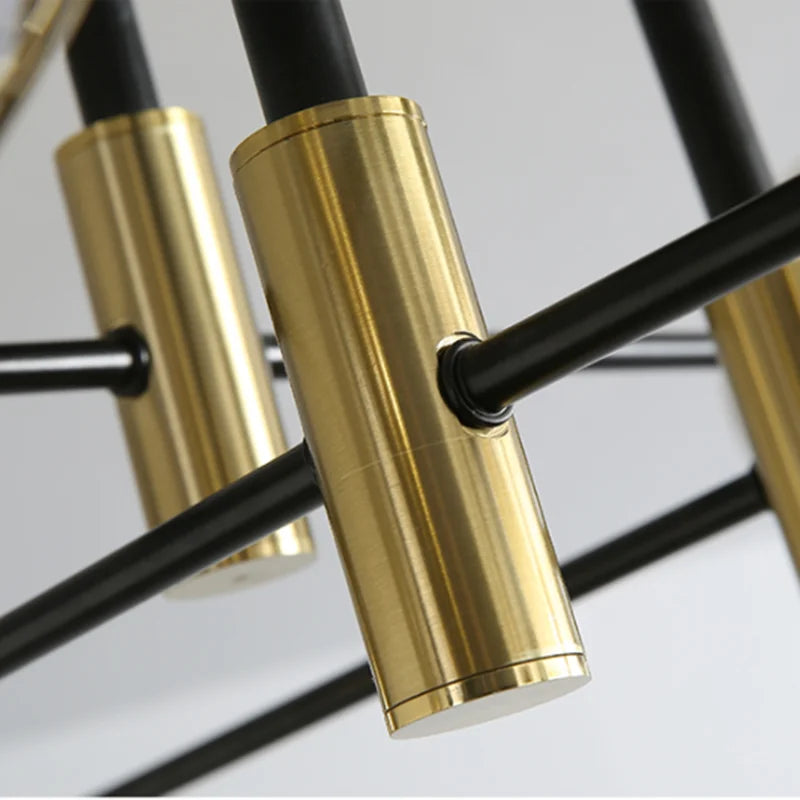 Black & Gold LED Round Ball Chandelier - Elegant Lighting Fixture for Home