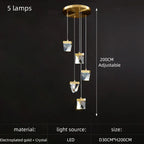 Crystal Square Rhombic LED Chandelier for Duplex Villa Living Room & Restaurant