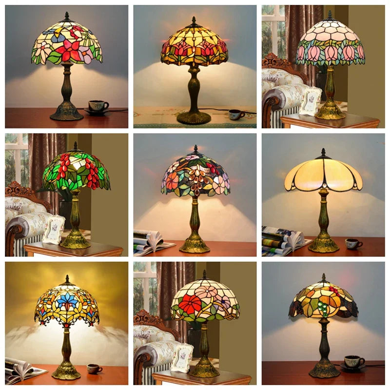 Dragonflys Tiffany Stained Glass Table Lamp Vintage Bedroom Desk Light