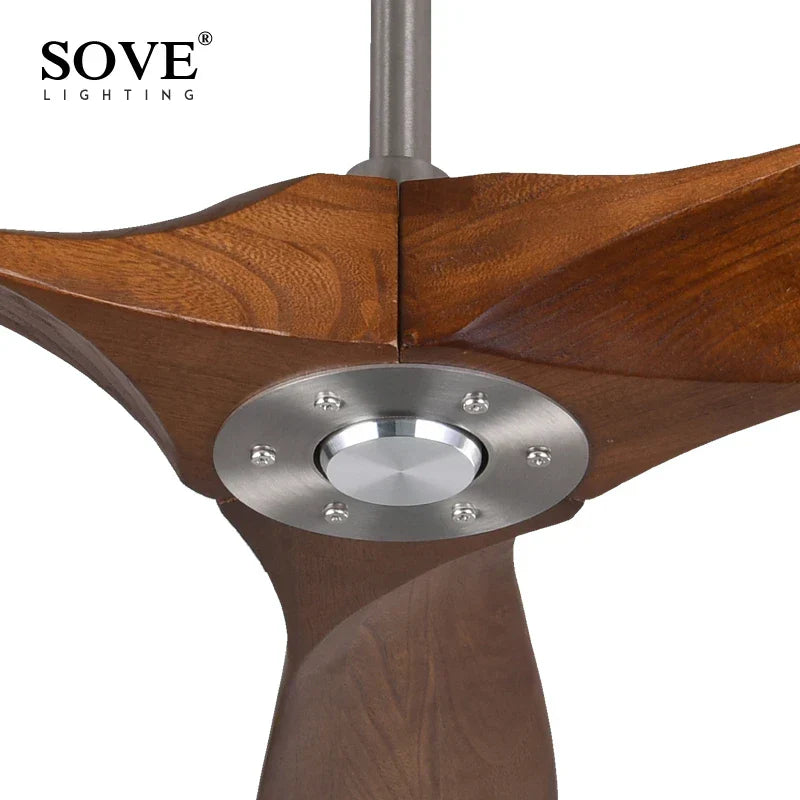 60" Industrial Wooden Ceiling Fans Remote Control Ventilateur De Plafond