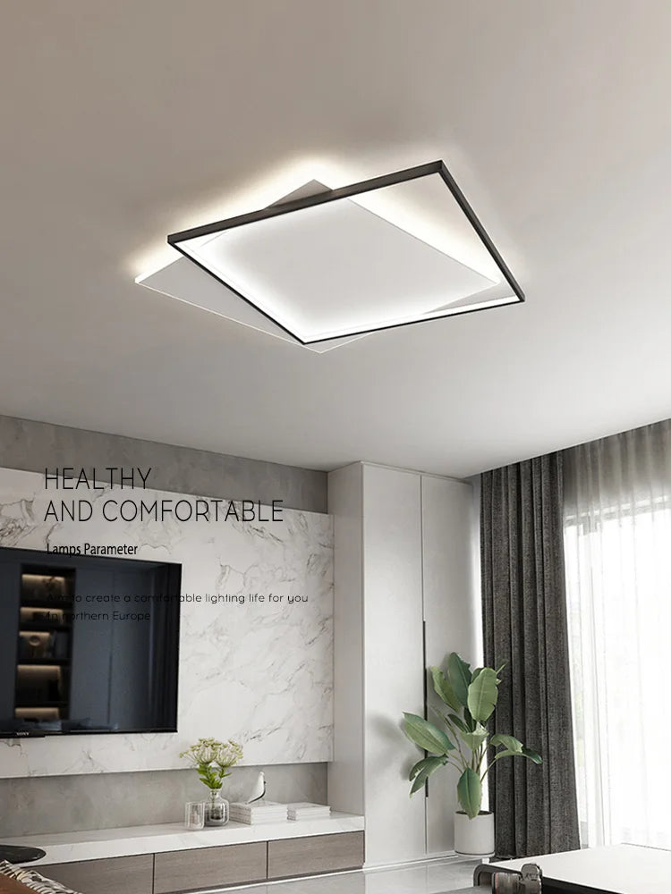 Square Minimalist Ultra-Thin Ceiling Lamp for Bedroom Living Room Modern Nordic Lighting