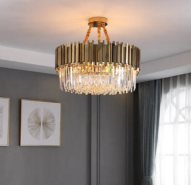 Gold Metal Crystal Chandelier Pendant with G9 Led Bulb