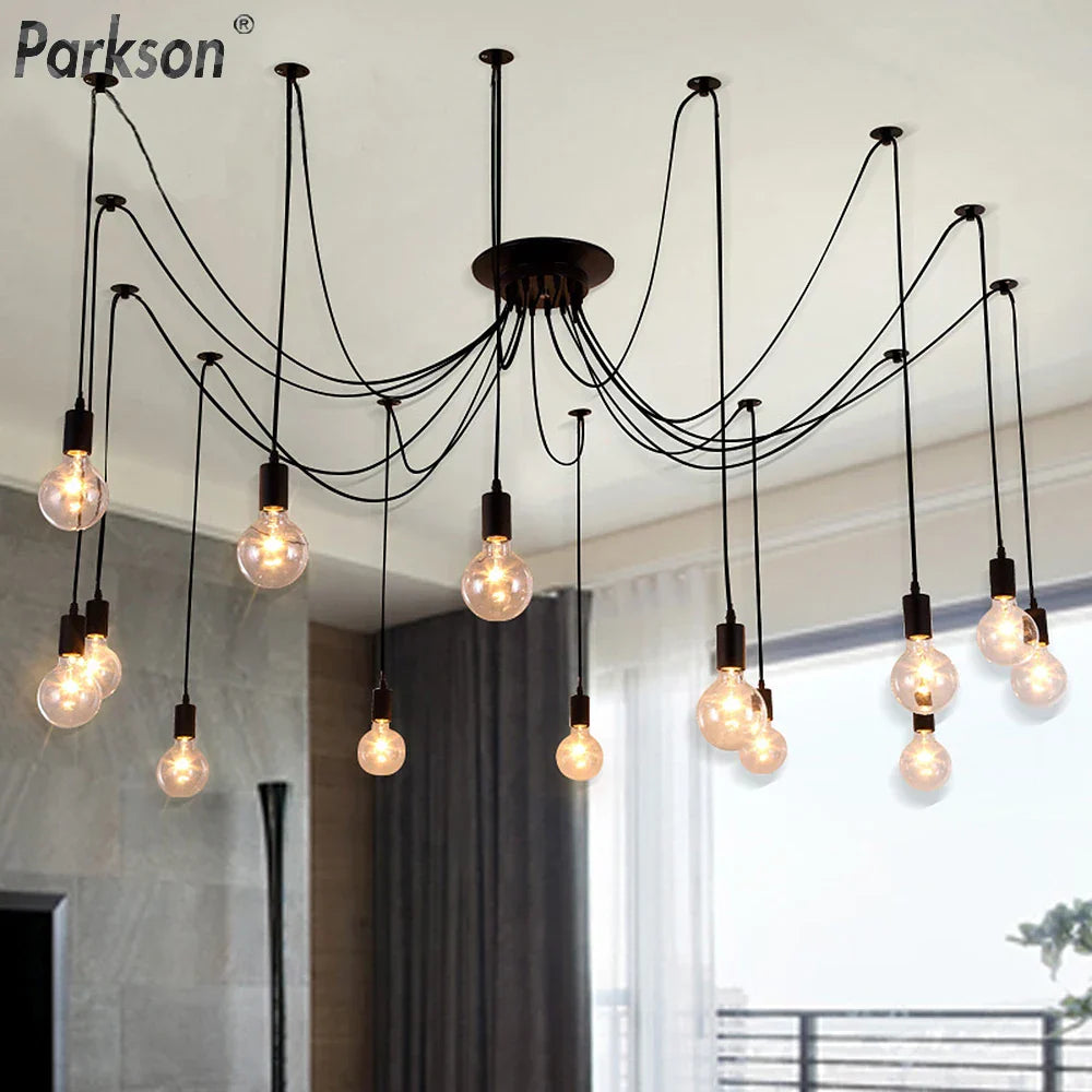 Nordic Retro Spider Pendant Lights LED Edison Bulb Vintage Lamps
