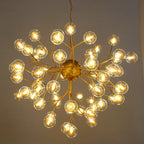 Heracleum Firefly Glass Ball Chandelier: Gold Luxury Lighting for Dining Kitchen Staircase