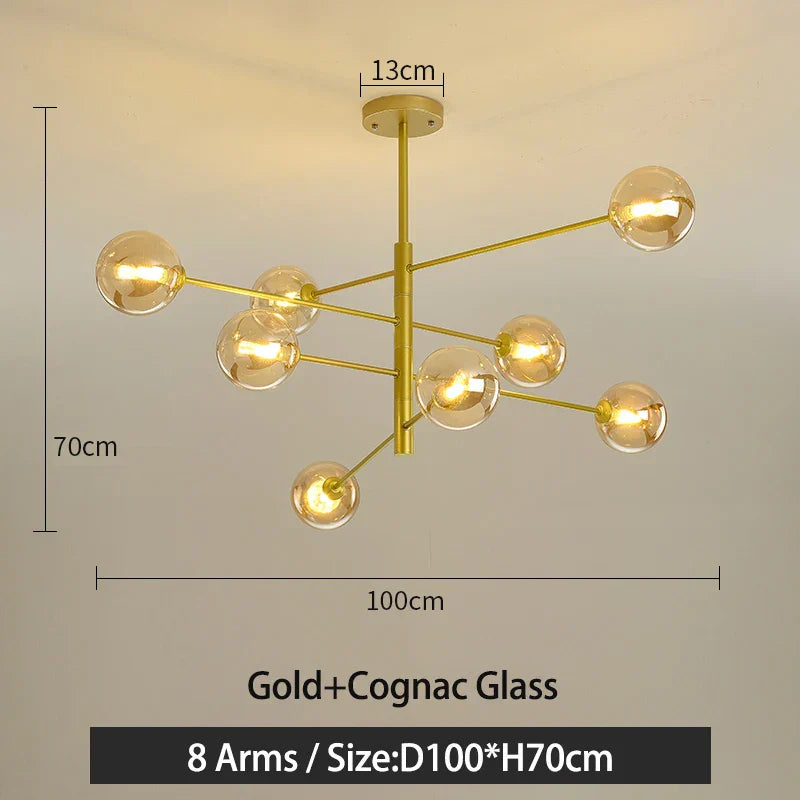 Black/Gold G9 LED Chandelier for Living Room Bedroom Modern Pendant Lighting