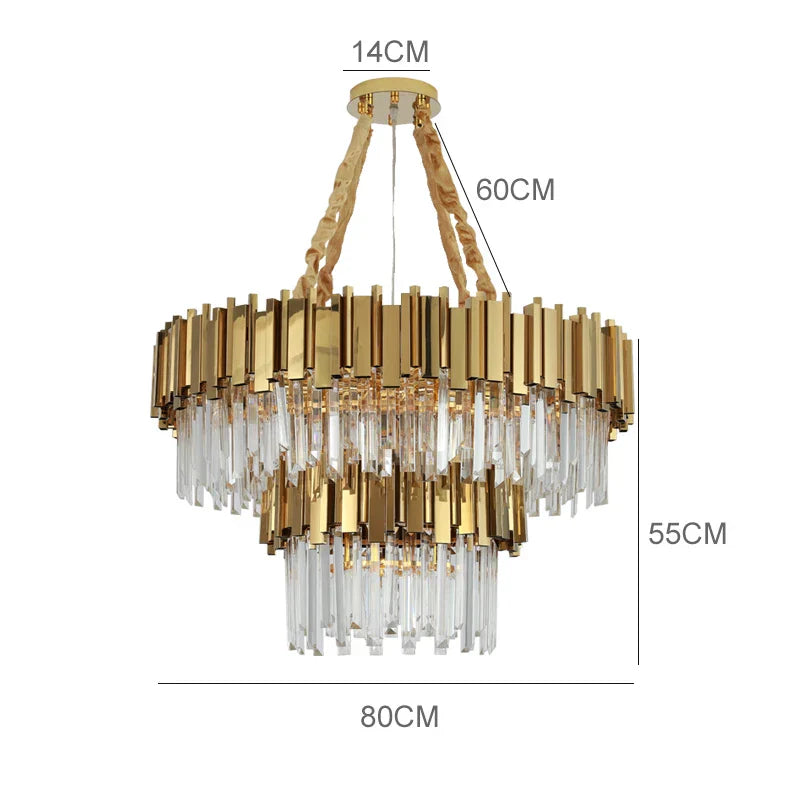 Gold Metal Crystal Chandelier Pendant with G9 Led Bulb