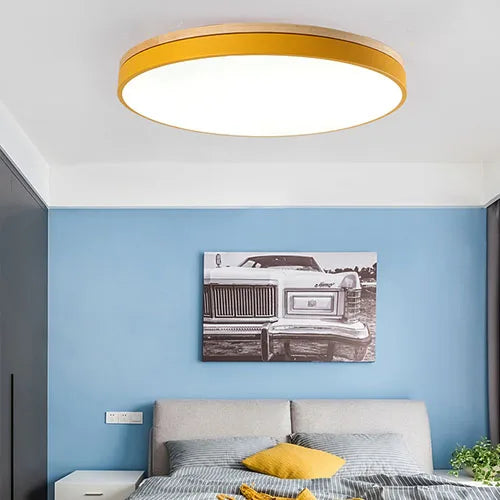 Modern Ultra-thin LED Ceiling Light Panel Solid Wood Surface Mount