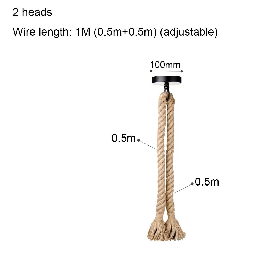 Spider Chandelier Hemp Rope Pendant Light Vintage Industrial Ceiling Lamp