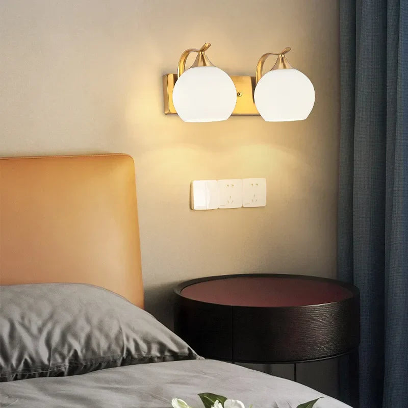 Brass Glass Wall Sconce Lighting, Classic Nordic Loft Interior Fixture