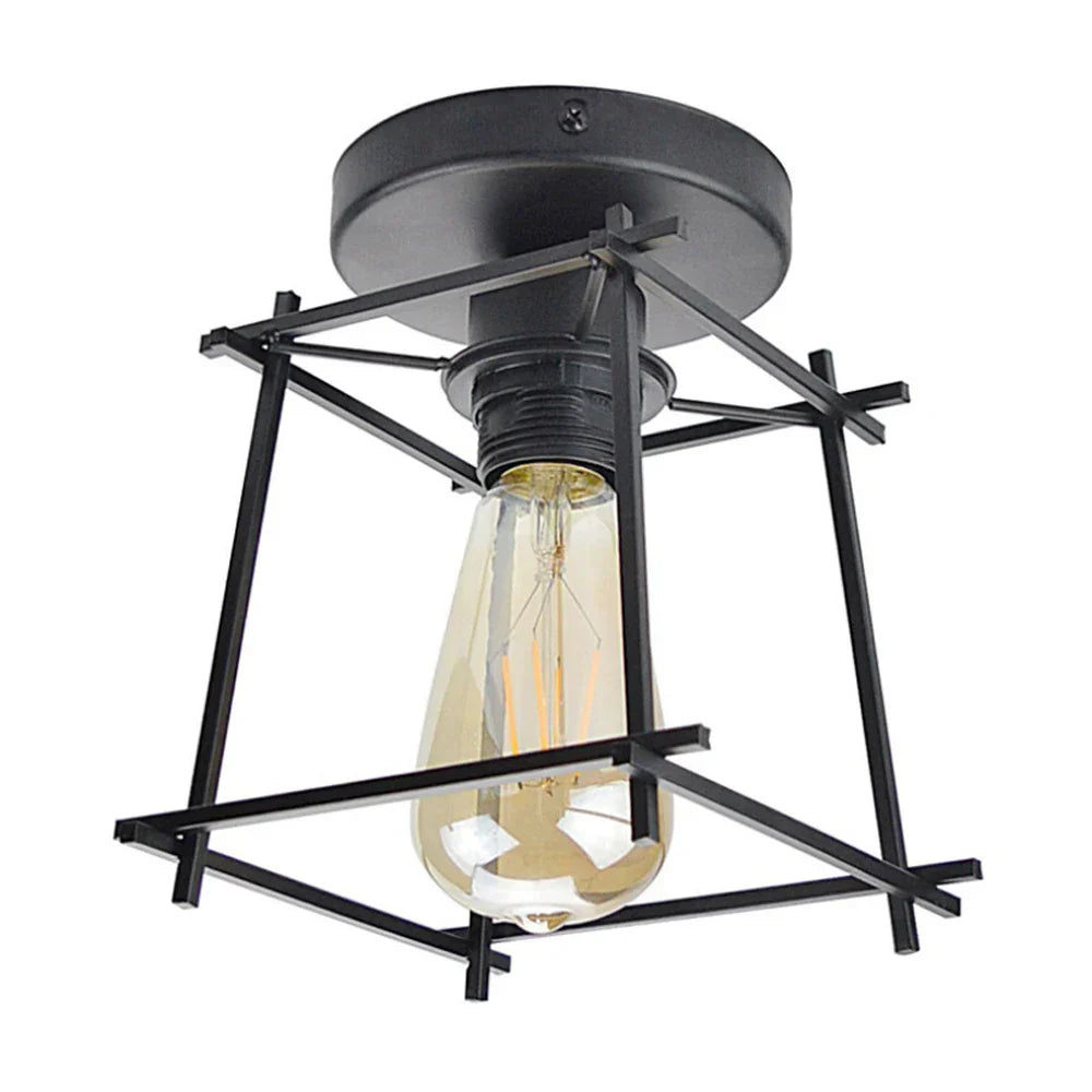 Vintage LED Metal Cage Ceiling Light Fixture for Home Decor