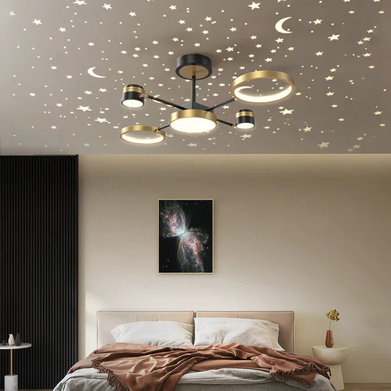 Modern LED Ceiling Chandelier | New Star Projection | Living Room Bedroom Lighting Fixtures