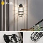 Retro Vintage Black Glass Outdoor Wall Sconce Luminaire