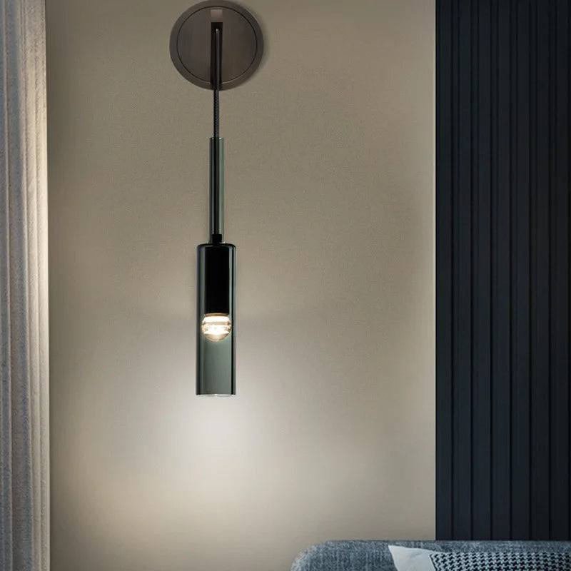 Smoky Gray Glass Wall Light Modern Bar Living Room LED Sconce Fixture