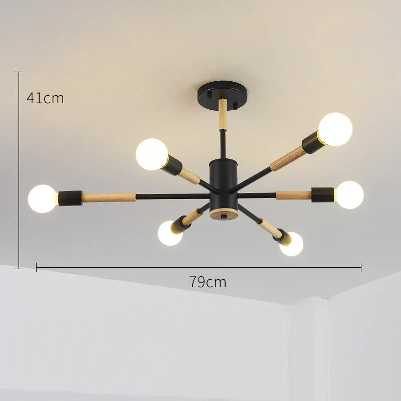 LED Wooden Ceiling Lights w/ E27 Bulb for Modern Livingroom & Bedroom