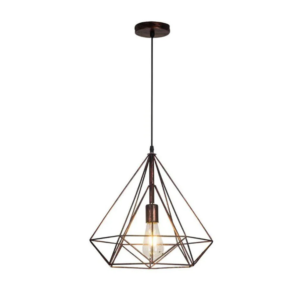 Industrial LED Pendant Light Vintage Loft Cage Hanging Lamp for Home Decor