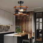 Round Iron Ceiling Lamp for Bedroom Kitchen Living Room Industrial Lighting