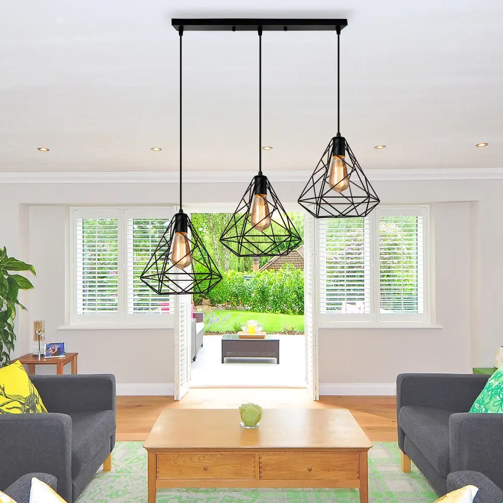 Modern Black LED Pendant Chandelier for Kitchen & Living Room Lighting