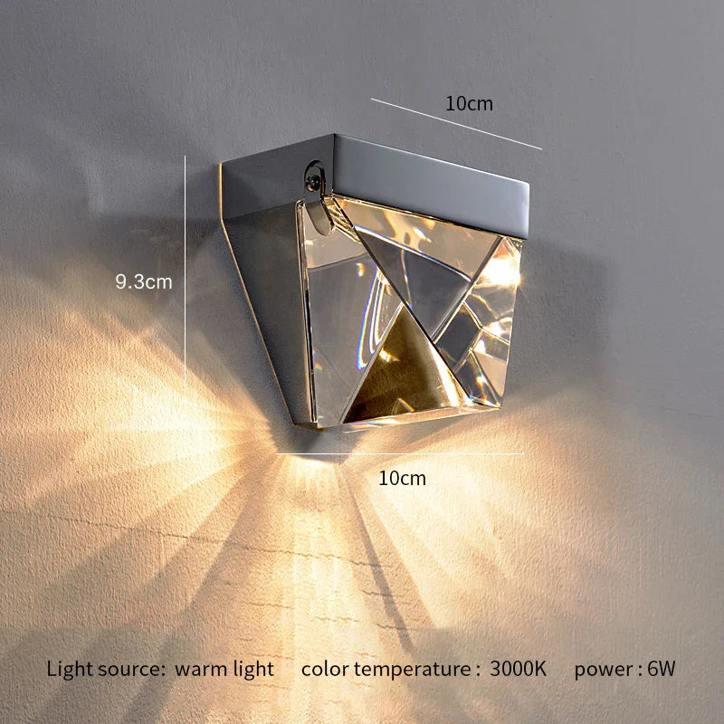 Crystal LED Wall Sconce: Modern Minimalist Bedroom Luxury Light