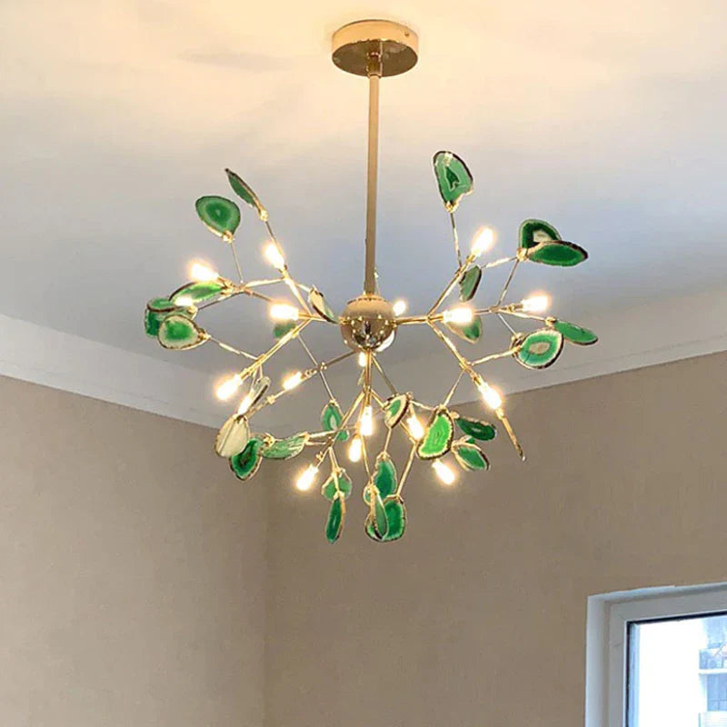 Agate Branch Chandelier - Nordic Glass LED Globe for Bedroom, Kitchen, Dining Room