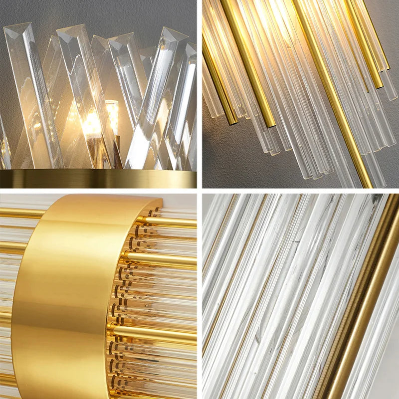 Crystal Wall Lamp for Modern Light Luxury Living Room, Bedroom, and Dining Area