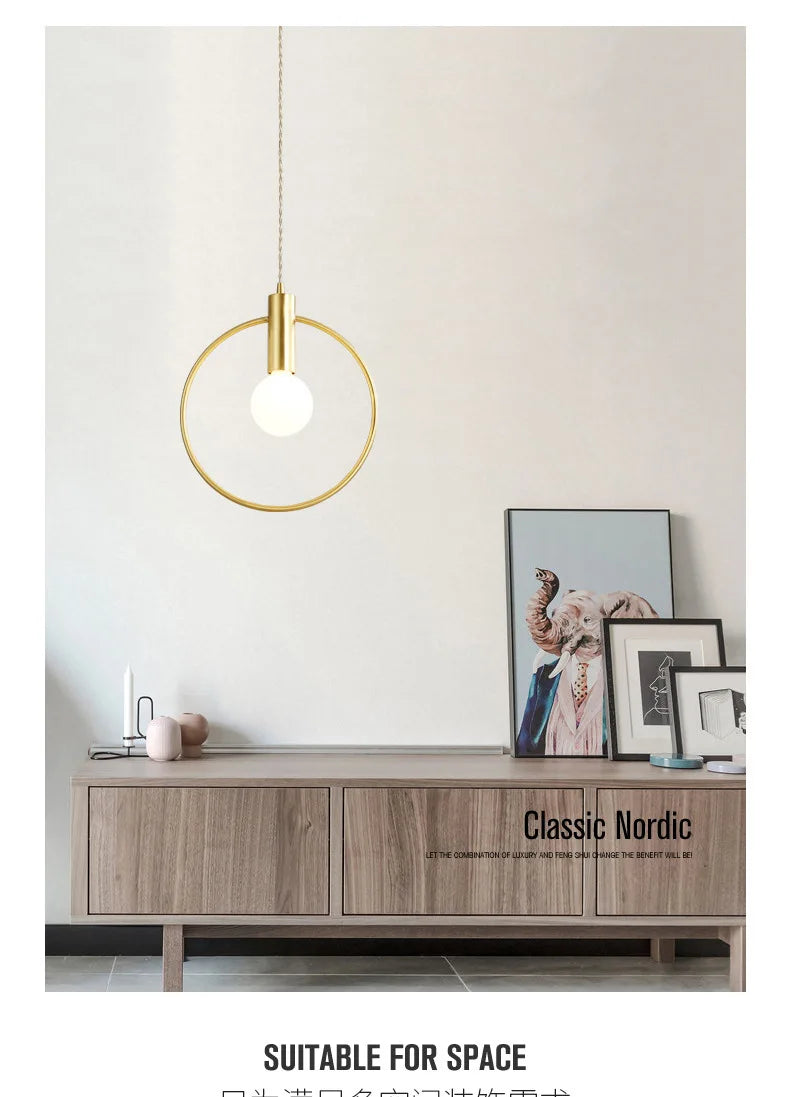 Metal LED Pendant Light: Modern Minimalist Hanging Lamp for Stylish Home Decor