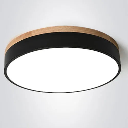 Modern Ultra-thin LED Ceiling Light Panel Solid Wood Surface Mount