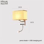 Fabric Shade Wall Light with LED Reading Lamp and Dual Switches