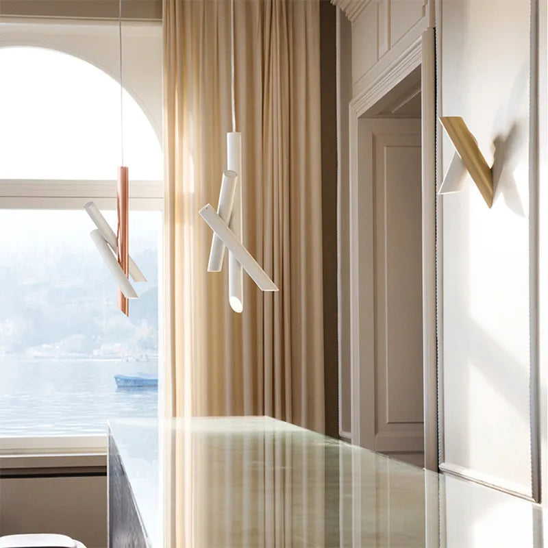 Tubes Pendant Light: Modern Designer Rose Gold Lamp for Study Office Restaurant