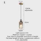 Copper Crystal Chandelier Nordic Luxury Modern Dining Room Lamp