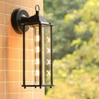 Black Finish Wall Lantern with Frosted Glass Shade for Outdoor Use