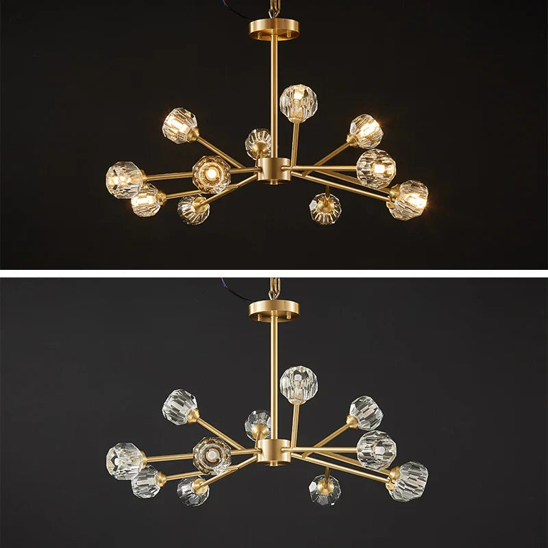 Modern Golden Crystal Chandelier for Living Room, Dining, Bedroom - Luxury Molecular Ceiling Pendant Lamp