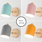 Nordic Wooden Wall Sconce Bedside Lamp for Bedroom Reading, 6 Macaroon Colors