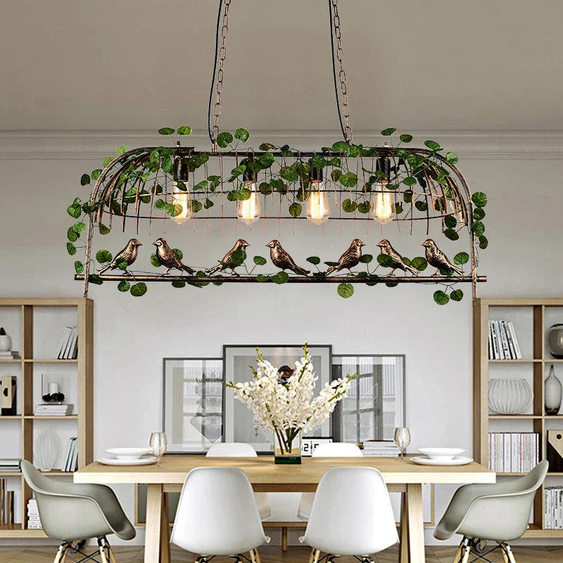 Vintage Plant Pendant Lights Bird Cage Industrial Pendant Lamp for Home Decor
