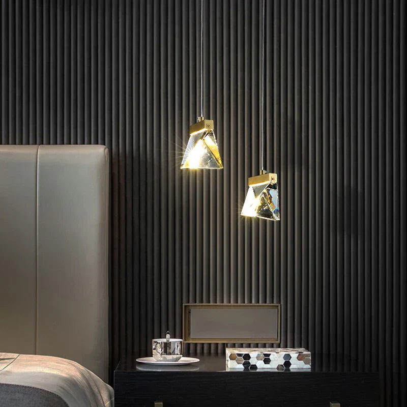 Crystal Square Rhombic LED Chandelier for Duplex Villa Living Room & Restaurant