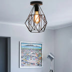 Iron Cage Chandelier Loft Ceiling Light for Kitchen Bedroom Living Room