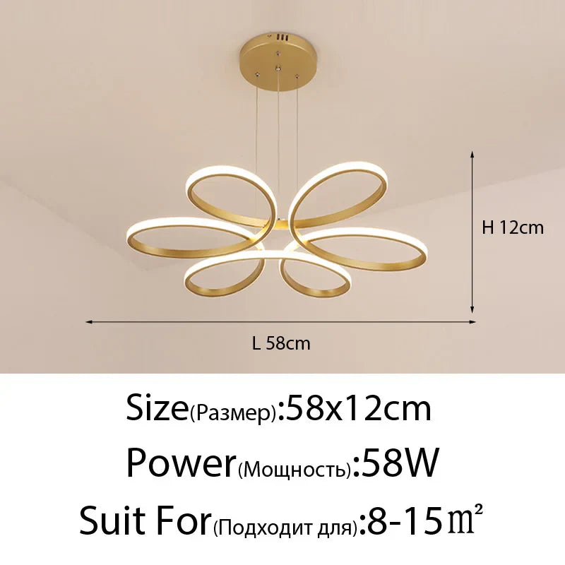 LED Ceiling Chandelier: Remote Control Modern Aluminum Bedroom Living Room Lamp