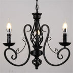 Black Wrought Iron Loft Chandelier for Living Room, Bar, Restaurant - Retro Industrial Style