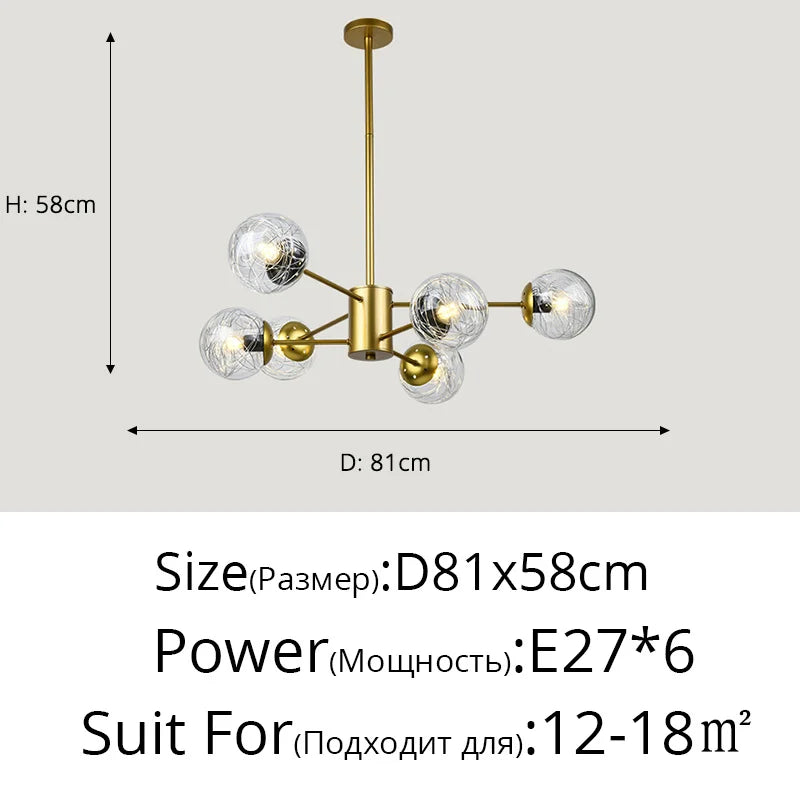 Glass LED Chandeliers: Modern Dining Room Bedroom Living Room Pendant Lights